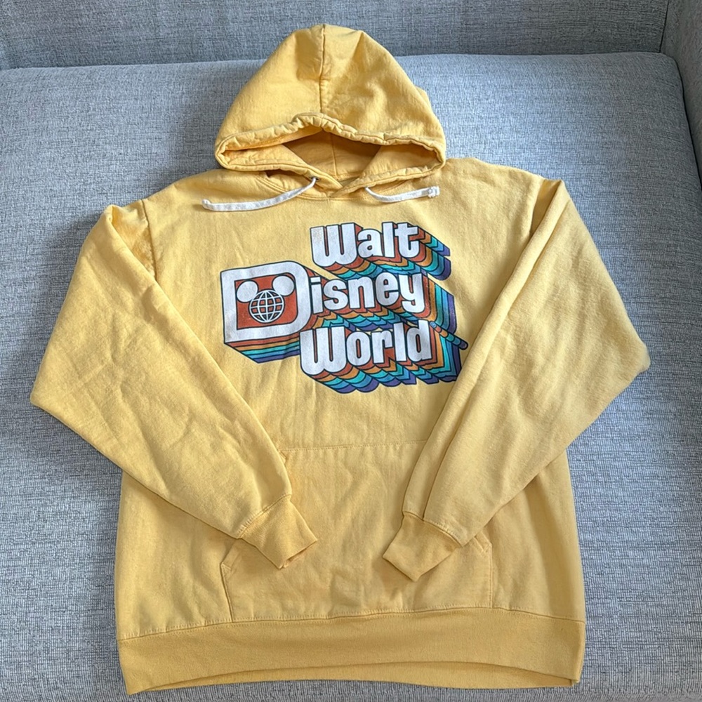 Walt Disney World Hoodie Size Medium Yellow RN#129855 Retro Styling